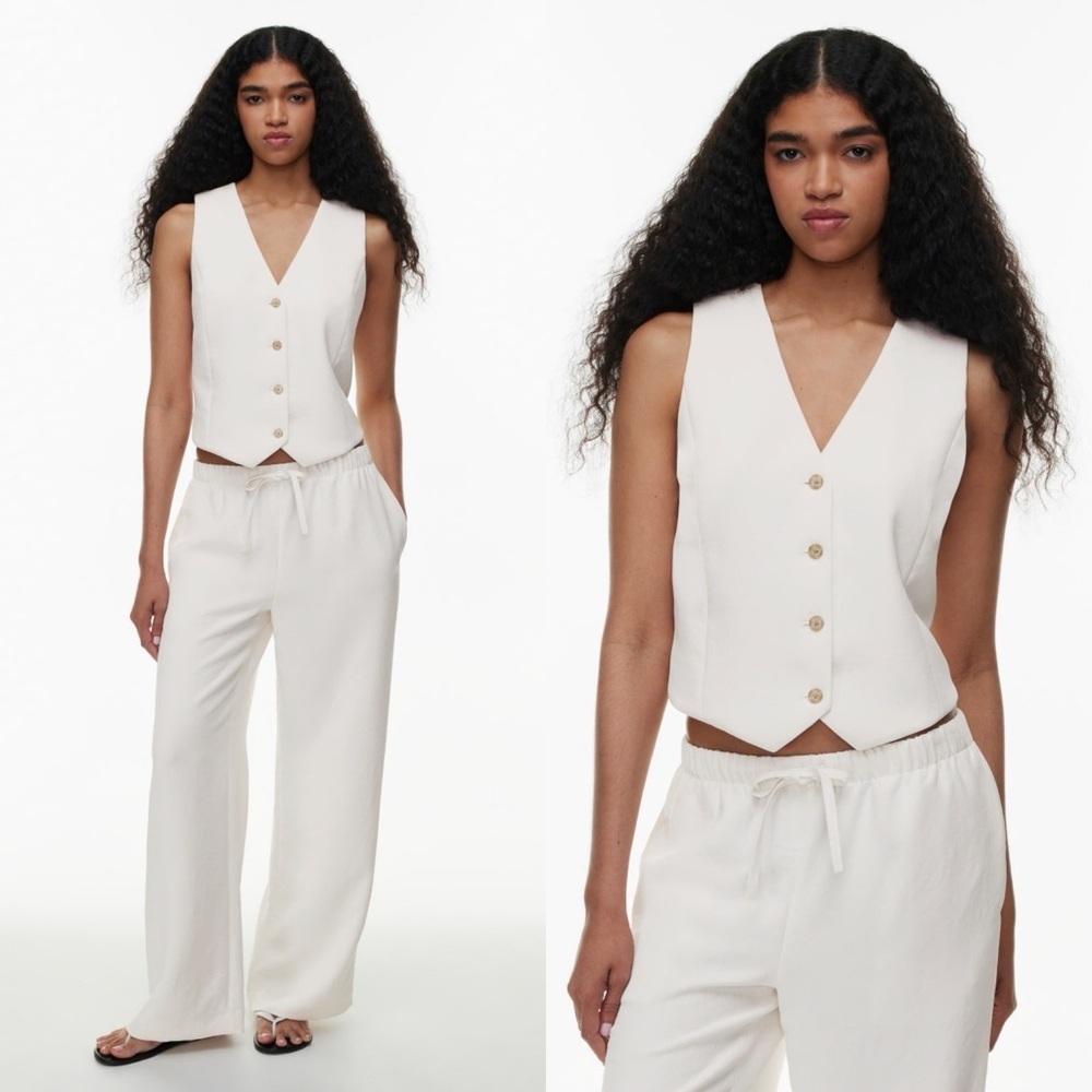 NWT Aritzia Wilfred Pesci Vest in Light Birch Size 6 Button-up Japanese Crepe